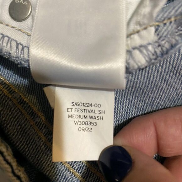 Gap Denim Jean Shorts Womens Size 30 10R Two Tone Festival Sky High Rise Raw Hem - Picture 9 of 10